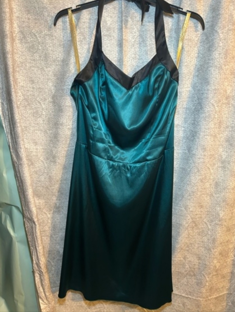 Torrid Green and Black Satin Halter Dress